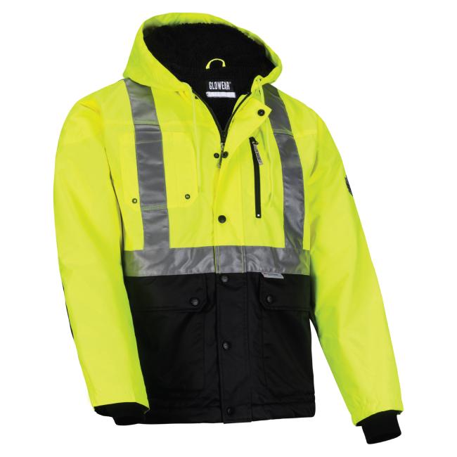 Heavy duty hi-vis workwear jacket 3-quarter view