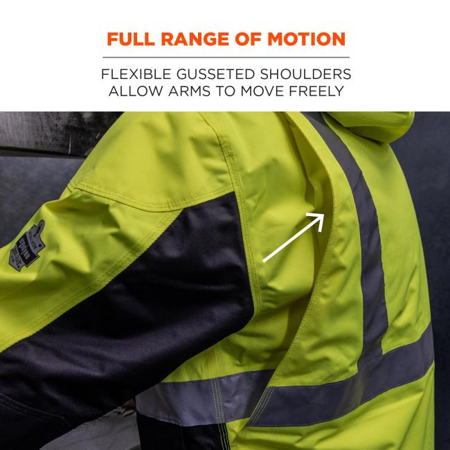 Full range of motion: flexible gusseted shoulders allow arms to move freely