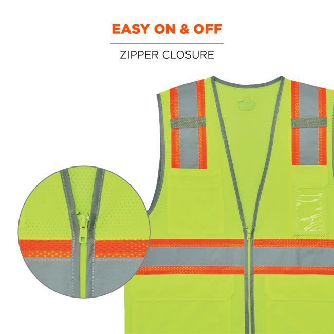Easy on & off: zipper closure. Image shows detail of zipper. 