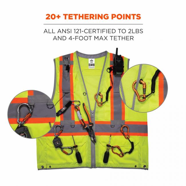20+ tethering points: all ansi 121-certified to 2lbs and 4-foot max tether image 4