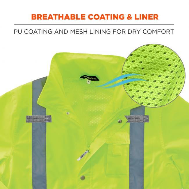 Breathable coating & liner: PU coating and mesh lining for dry comfort. Image shows detail of mesh. 