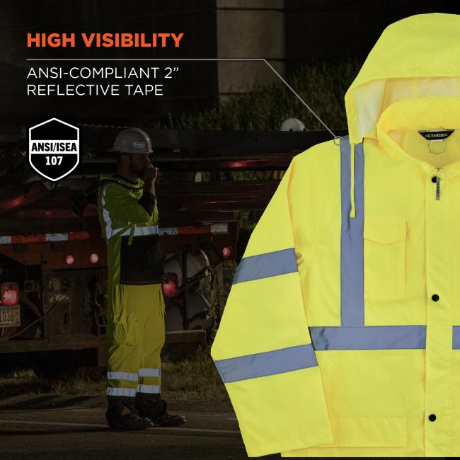 High visibility: ANSI-compliant 2 inch reflective tape. ANSI/ISEA 107