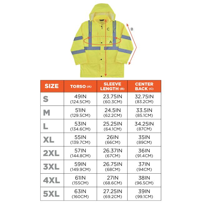 Size chart for sizes S through 5XL. Screen readers please view HTML size chart after color selections, for best experience.