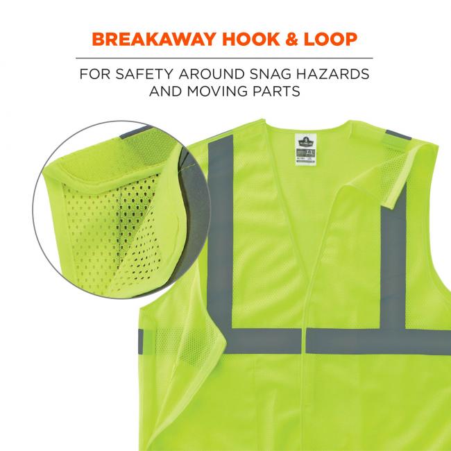 Breakaway hook & loop: for safety around snag hazards and moving parts. Image shows detail of breakaway feature. 