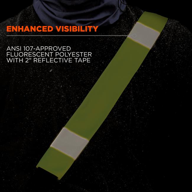 Enhanced visibility: ANSI 107-approved fluorescent polyester with 2” reflective tape