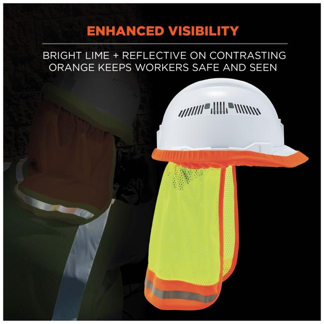 Enhanced visibility. Bright lime and reflective on contrasting orange keeps workers safe and seen.
