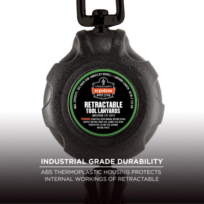 Industrial grade durability: ABS thermoplastic housing protects internal workings of retractable