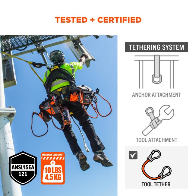 Tested and certified: tool tether is weight rated to 10 lbs or 4.5kg and is compliant to ansi isea 121 standards
