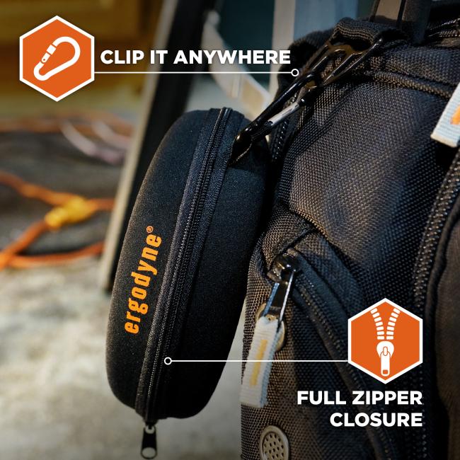 Clip the safety glasses hard case anywhere, full zipper closure