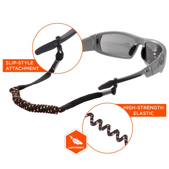 Slip style attachment and high strength elastic. Lightweight.