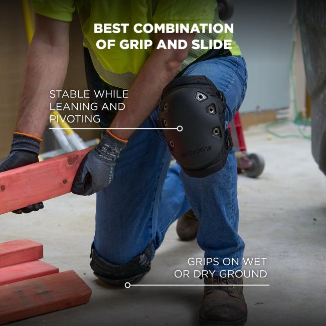 Best combination of grip and slide. Stable while leaning and pivoting. Grips on wet or dry ground.