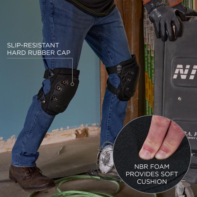 Slip-resistant hard rubber cap. NBR foam provides soft cushion for long-lasting comfort and protection.