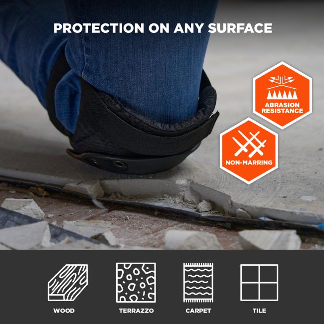 Protection on any surface. Abrasion resistant and non-marring. Safe to use on wood, terrazzo, carpet, and tile.