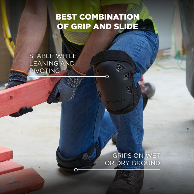 Best combination of grip and slide. Stable while leaning and pivoting. Grips on wet or dry ground.