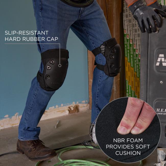 Slip-resistant hard rubber cap. NBR foam provides soft cushion for long-lasting comfort and protection.