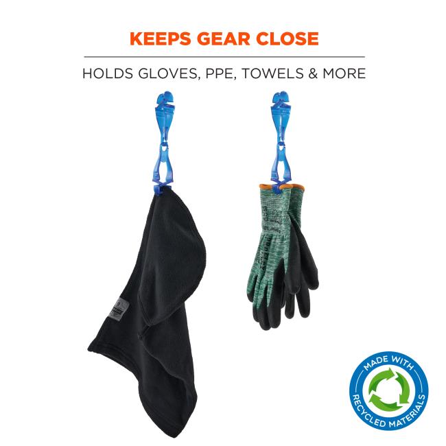 Keeps gear close: holds gloves, ppe, towels and more. Made with recycled materials.