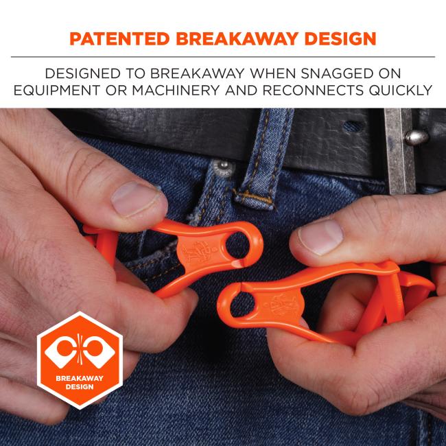 patented breakaway design: designed to breakaway when snagged on equipment or machinery and reconnects quickly.