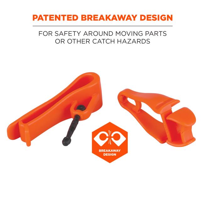 Patented breakaway design: for safety around moving parts or other catch hazards