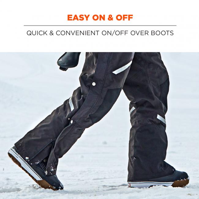 easy on & off. quick and convenient on/off over boots