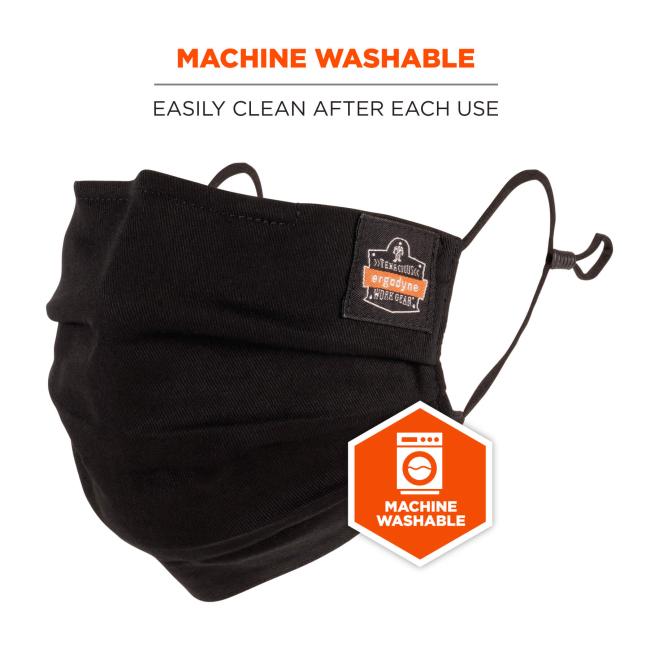 Machine washable: easily clean after each use. Icon says machine washable. 