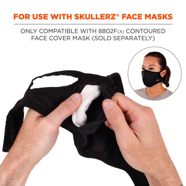 For use with Skullerz face masks: only compatible with 8802F(x) contoured face cover mask (sold separately)