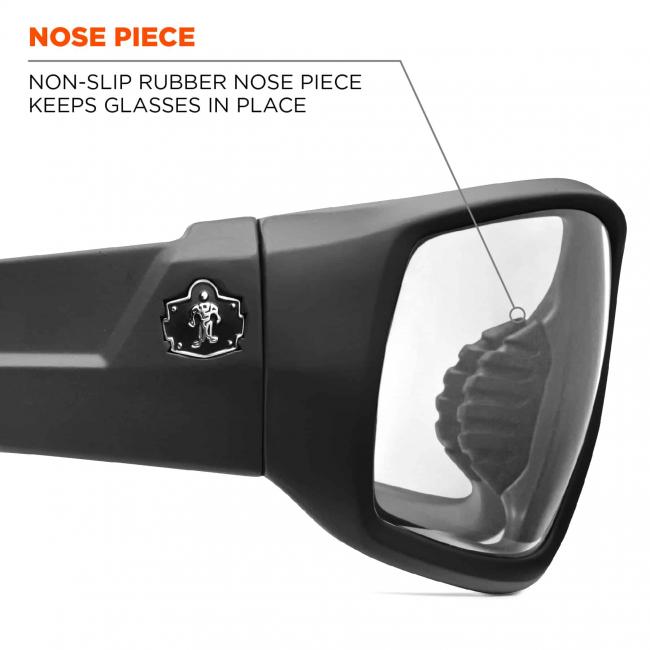 Nose piece: non-slip rubber nose piece keeps glasses in place. 