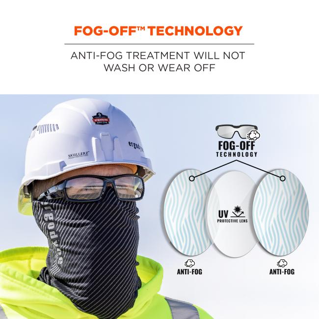 Fog-off technology: anti-fog treatment will not wash or wear off. Fog off technology. UV Protection