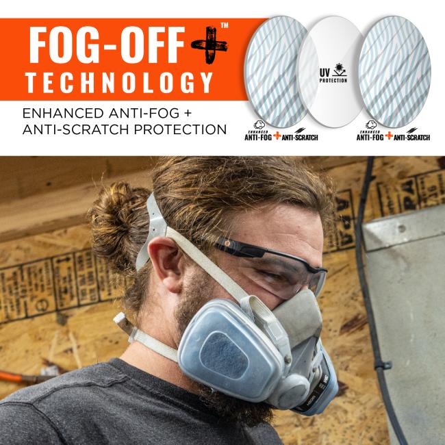 Fog-off plus technology: enhanced anti-fog and anti-scratch protection. Also has UV protection