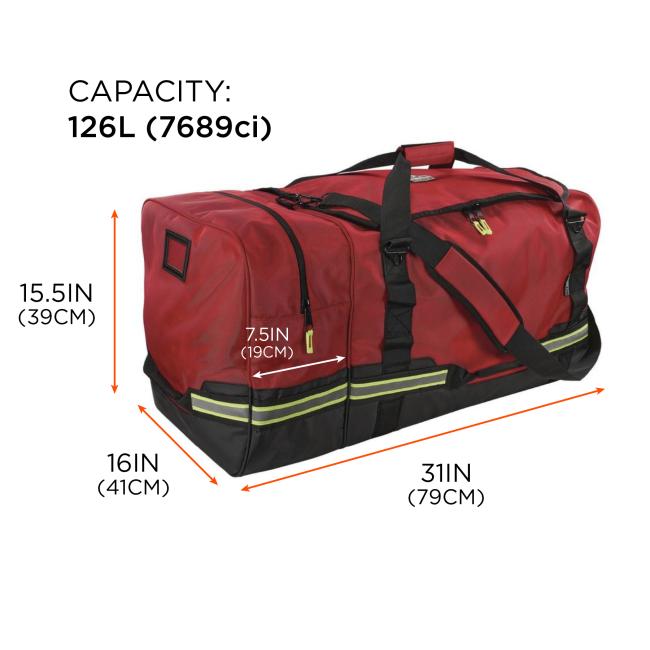 Capacity: 126L or 7689 ci. Length: 16 inches or 41cm. Width: 31 inches or 79 cm. Height: 15.5 inches and 39 cm