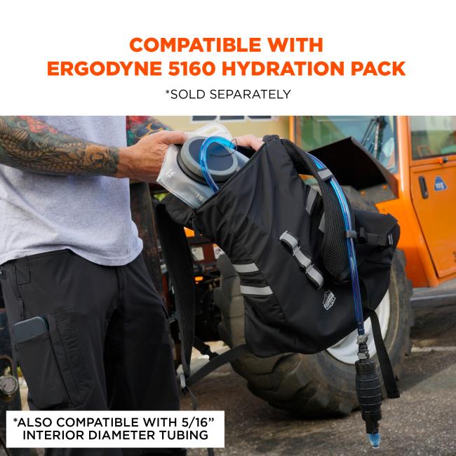 Compatible with Ergodyne 5160 Hydration Pack. Sold separately. Also compatible with 5/16 inch interior diameter tubing.