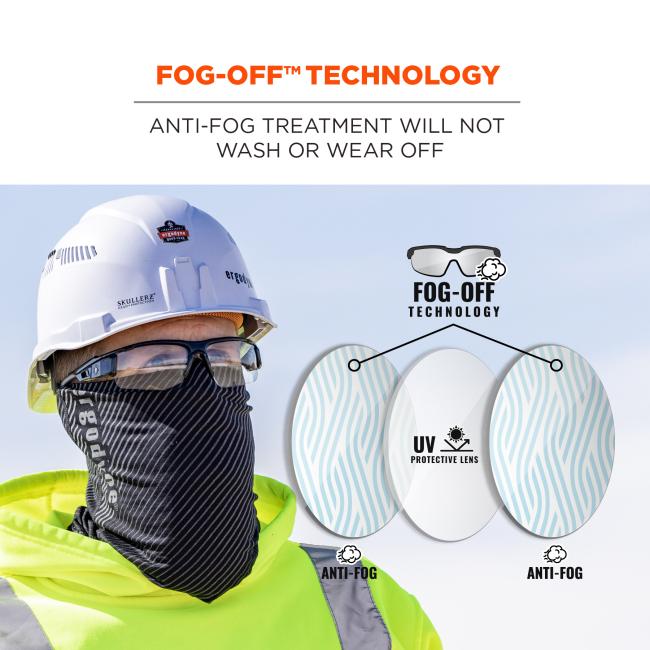 Fog-off technology: anti-fog treatment will not wash or wear off. Fog off technology. UV Protection