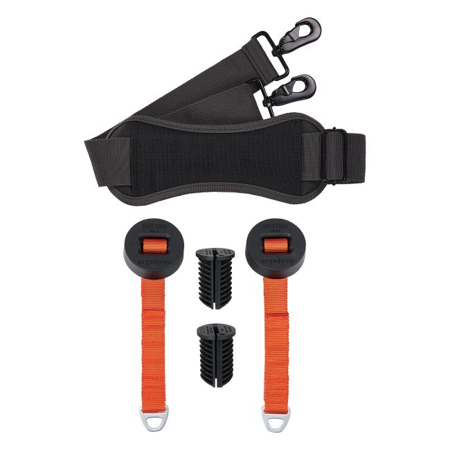 Parts of the extension ladder shoulder lifting strap laid flat