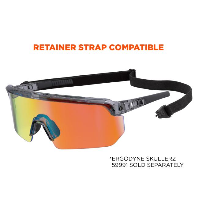 Retainer strap compatible, strap not included. Ergodyne Skullerz 59991 sold seperately
