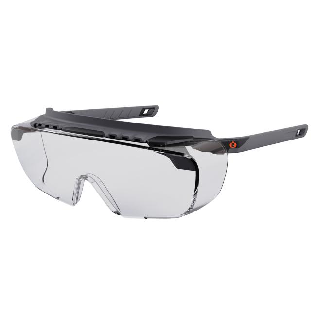 Three quarter view of osmin safety glasses