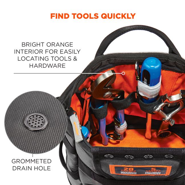 Topped Tool Pouch with Snap-Hinge Zipper Closure | Ergodyne