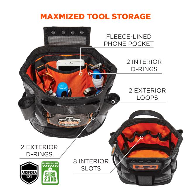 Topped Tool Pouch with Snap-Hinge Zipper Closure | Ergodyne