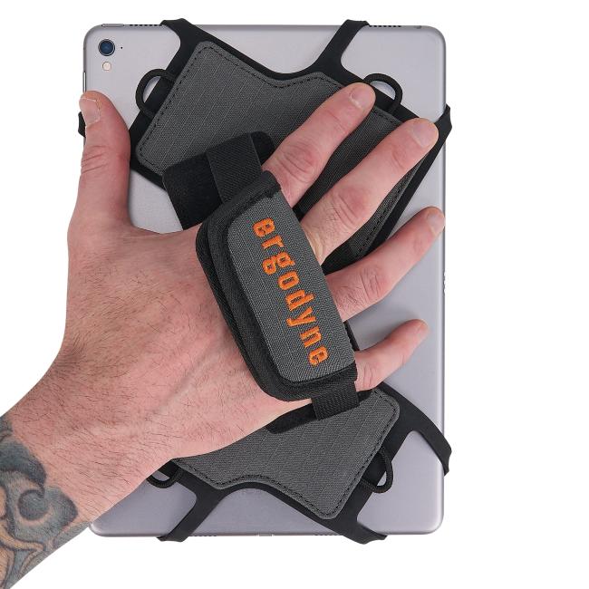 Tablet holder holding tablet in model hand