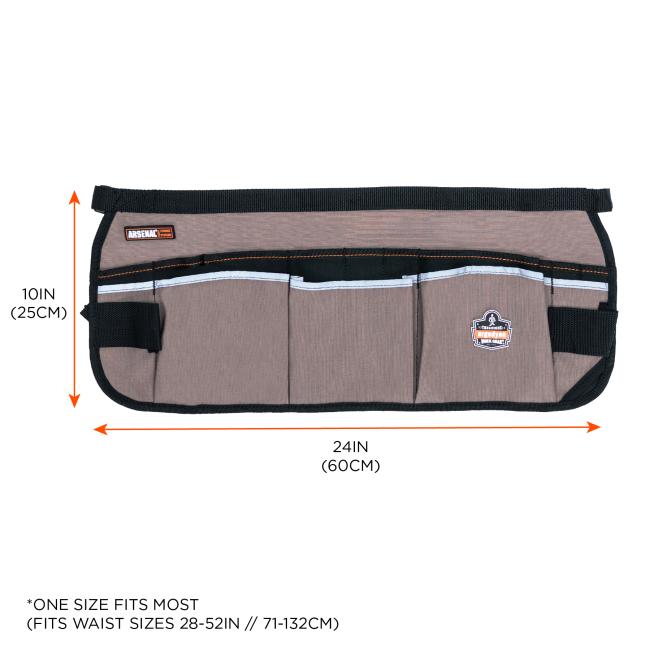 Dimensions: 10 inches or 25 cm in height, 24 inches or 60cm in length. One size fits most, fits waist sizes 28 to 52 inches or 71cm to 132 cm.