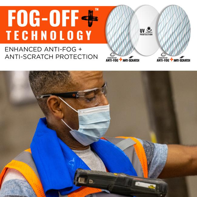 Fog off plus technology: enhanced anti-fog and anti-scratch protection with uv protection.