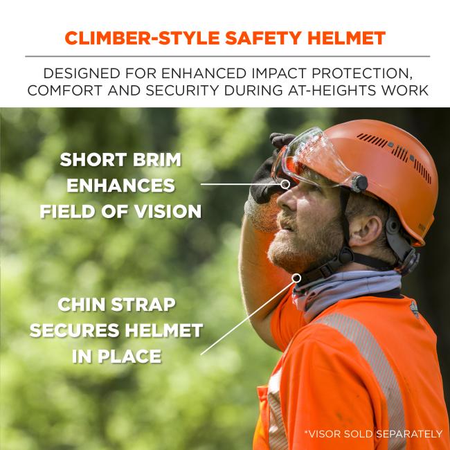 Compact shell/chin strap: short brim enhances field of vision. Secures helmet in place upon falling or sudden impact. *Visor sold separately. image 3