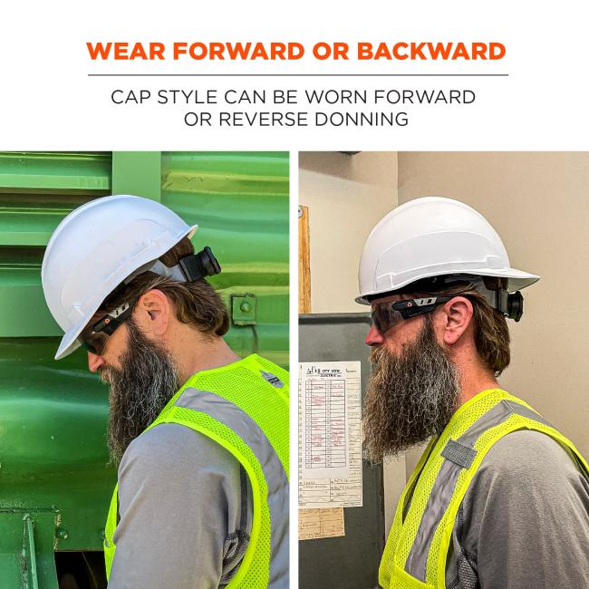 Wear forward or backward; Cap style can be worn forward or reverse donning