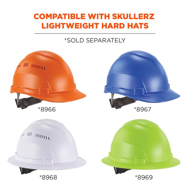 Compatible with Skullerz lightweight hard hats. 8966, 8967, 8968, 8969. Sold separately