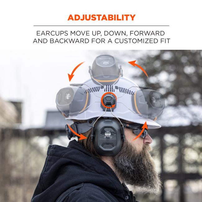 Adjustability. Earcups move up, down, forward, and backward for a customized fit.