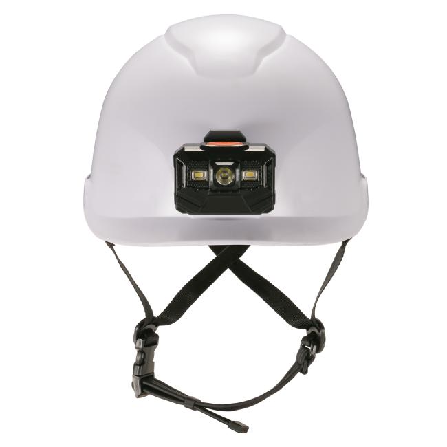 Front view of type 2 safety helmet with led light class E