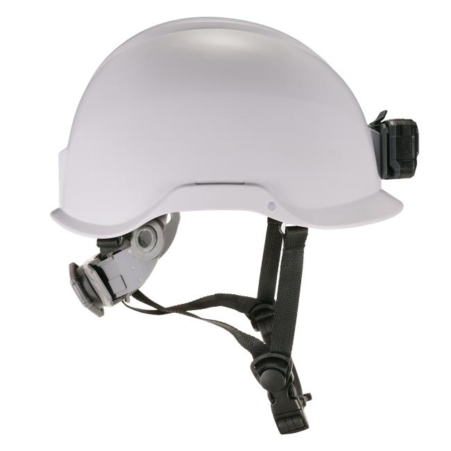 Profile view of type 2 safety helmet with led light class E