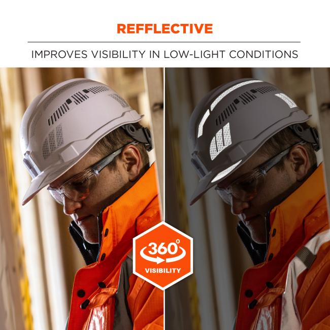 Reflective: improves visibility in low-light conditions. 360 degree visibility