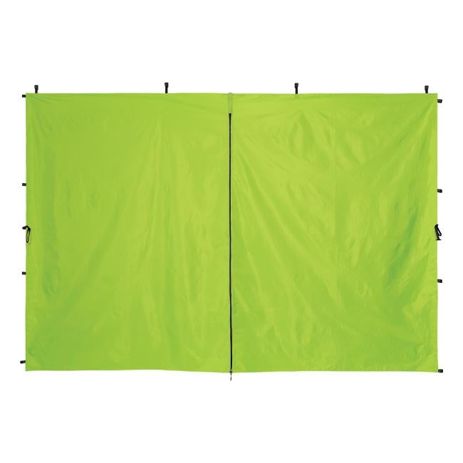 Front of lime zippered pop-up tent sidewall