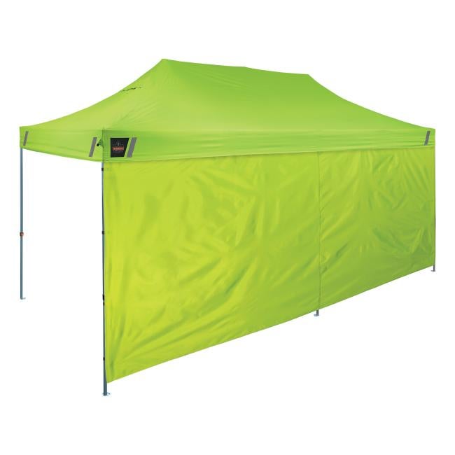 Lime 10 ft by 20 ft sidewall attached to tent