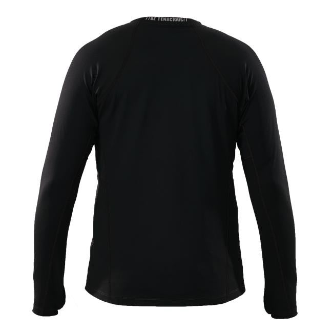 Back of black midweight long sleeve base layer shirt