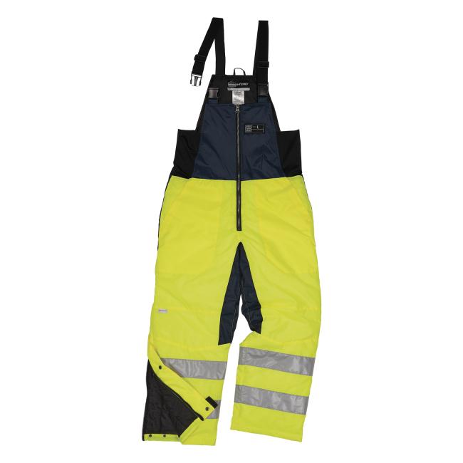 hi-vis freezer bib overalls unbuckled